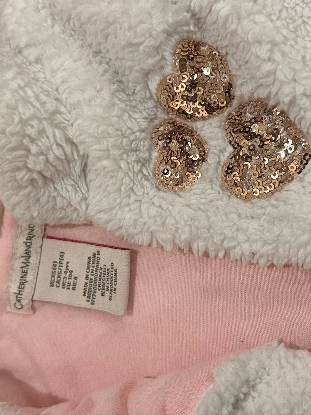 Cozy Sherpa Baby Vest with Pink Lining and Sequin Hearts